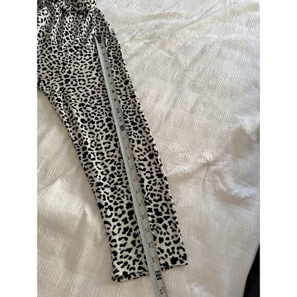 Leopard Print Pajama Dress Sleep Shirt Black White Collar Long Sleeve - Picture 4 of 7